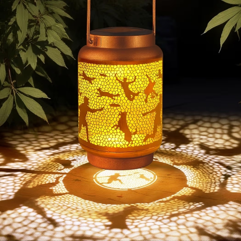 Copper Solar Lantern with Mosaic Design